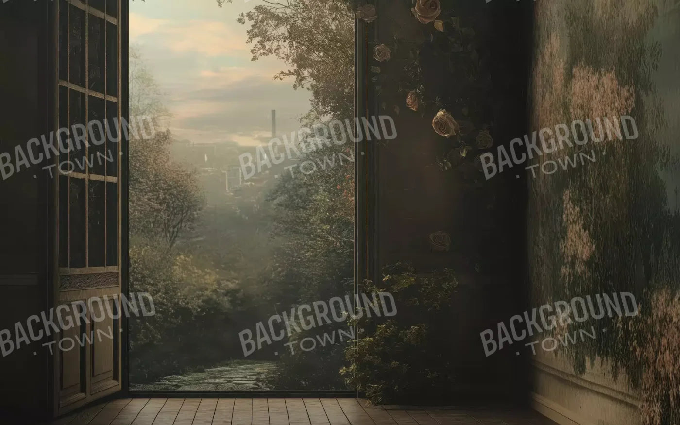 Overlooking Abandoned Garden 16’X10’ Ultracloth (192 X 120 Inch) Backdrop