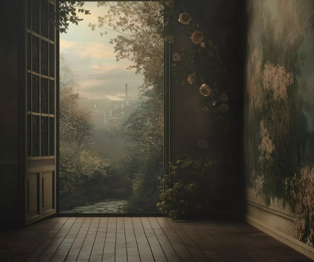 Overlooking Abandoned Garden 5’X4’2 Fleece (60 X 50 Inch) Backdrop