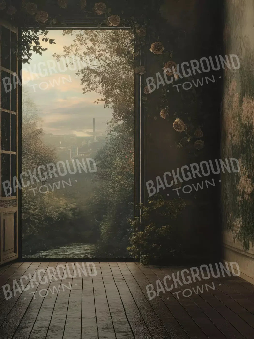 Overlooking Abandoned Garden 5’X6’8 Fleece (60 X 80 Inch) Backdrop