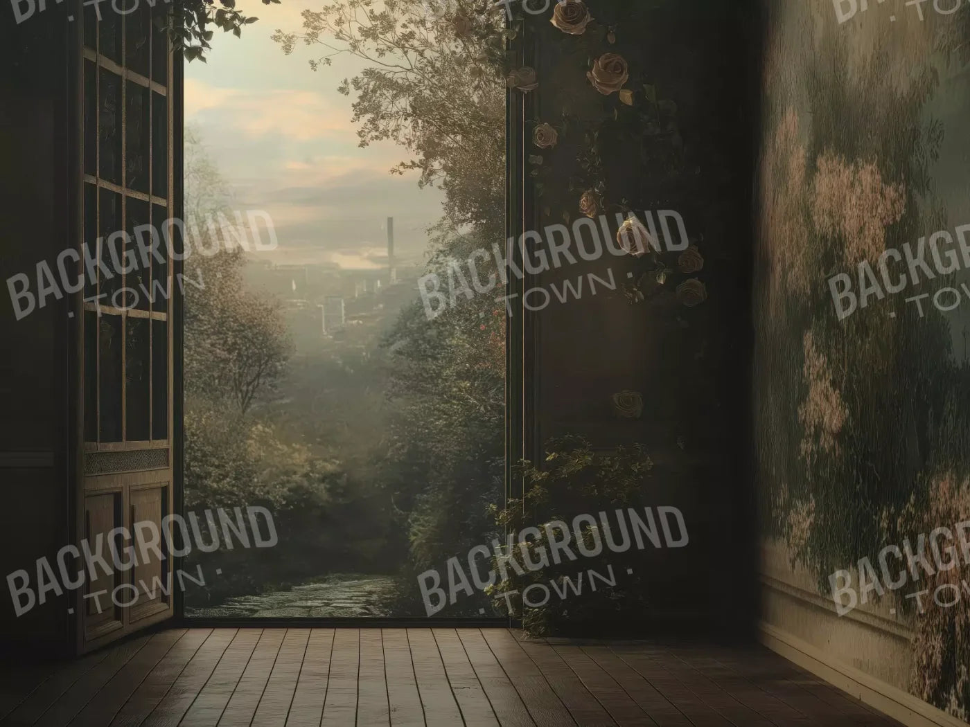 Overlooking Abandoned Garden 6’8X5’ Fleece (80 X 60 Inch) Backdrop