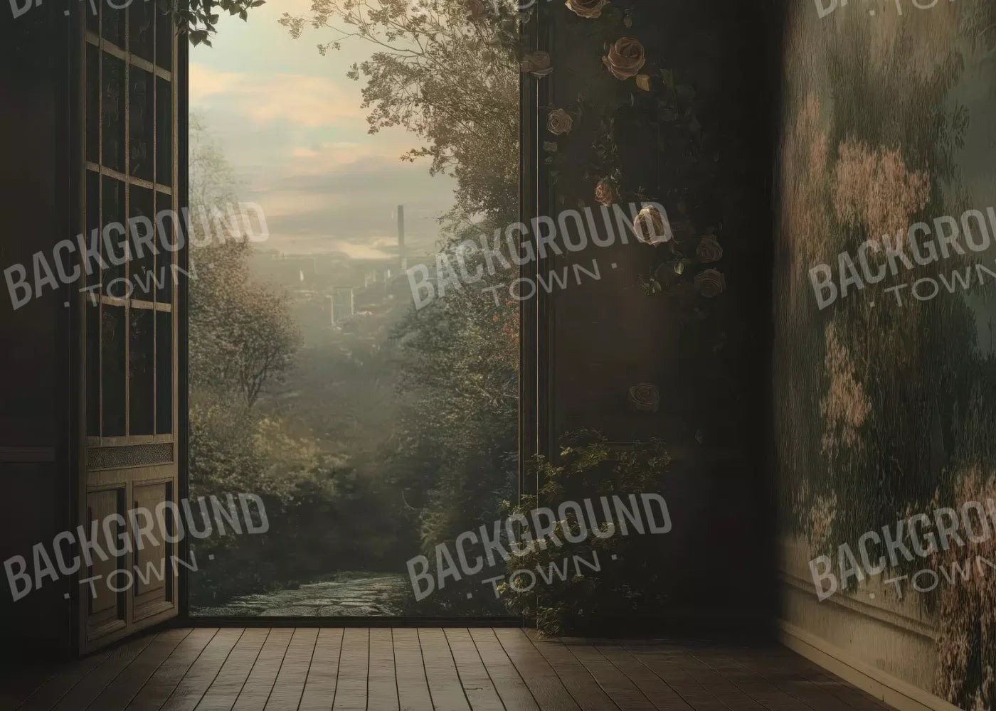 Overlooking Abandoned Garden 7’X5’ Ultracloth (84 X 60 Inch) Backdrop