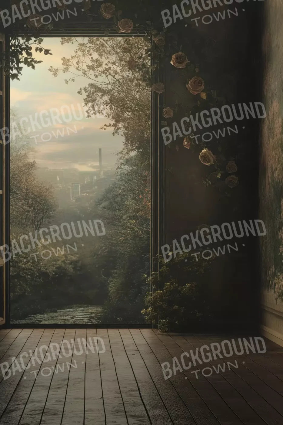 Overlooking Abandoned Garden 8’X12’ Ultracloth (96 X 144 Inch) Backdrop