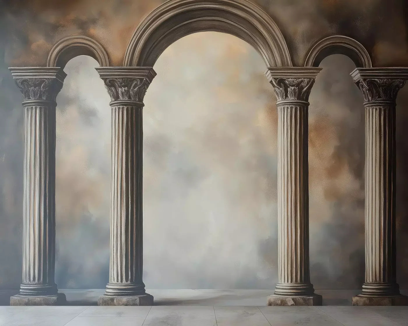 Painted Arch Pillars 10’X8’ Fleece (120 X 96 Inch) Backdrop