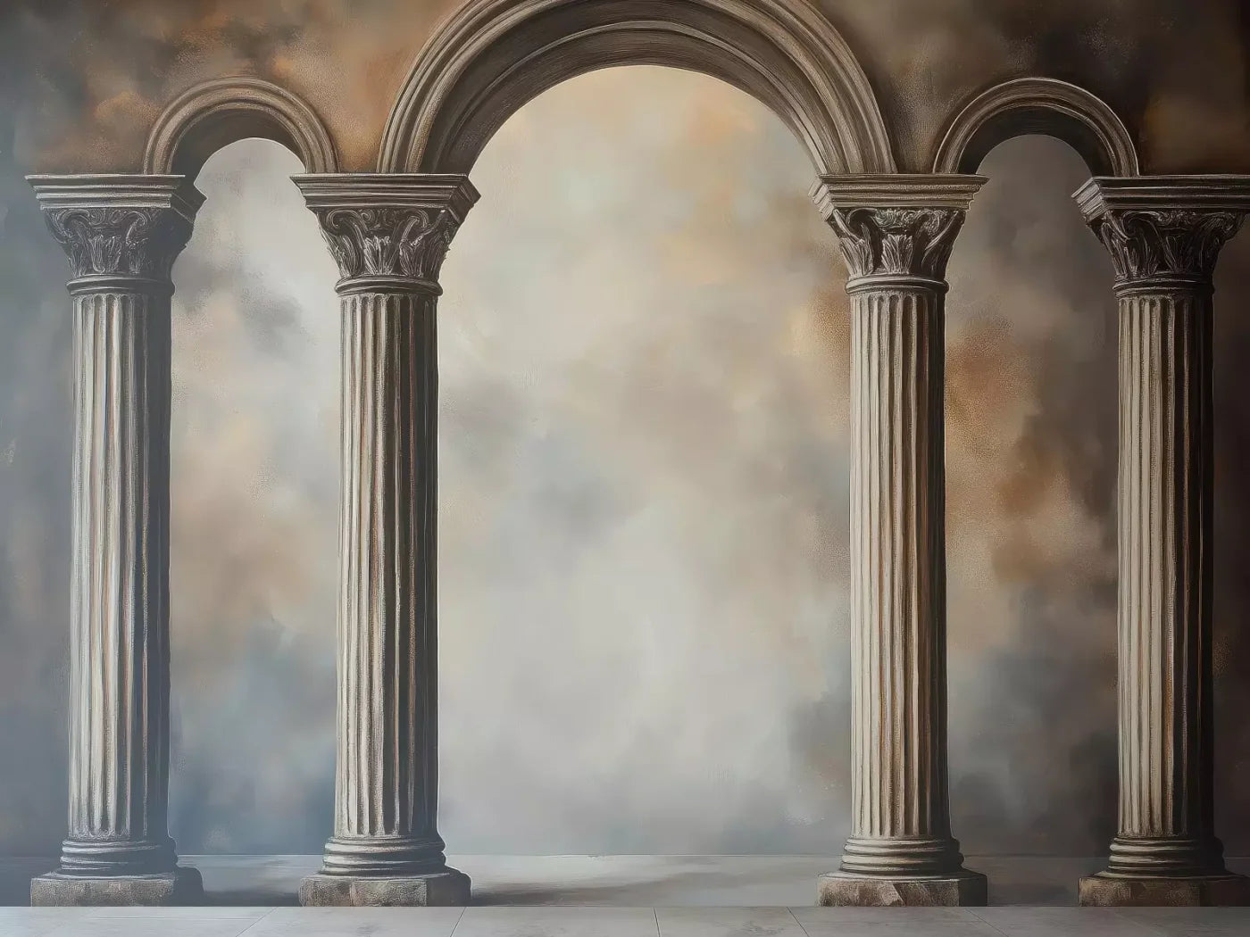 Painted Arch Pillars 6’8X5’ Fleece (80 X 60 Inch) Backdrop
