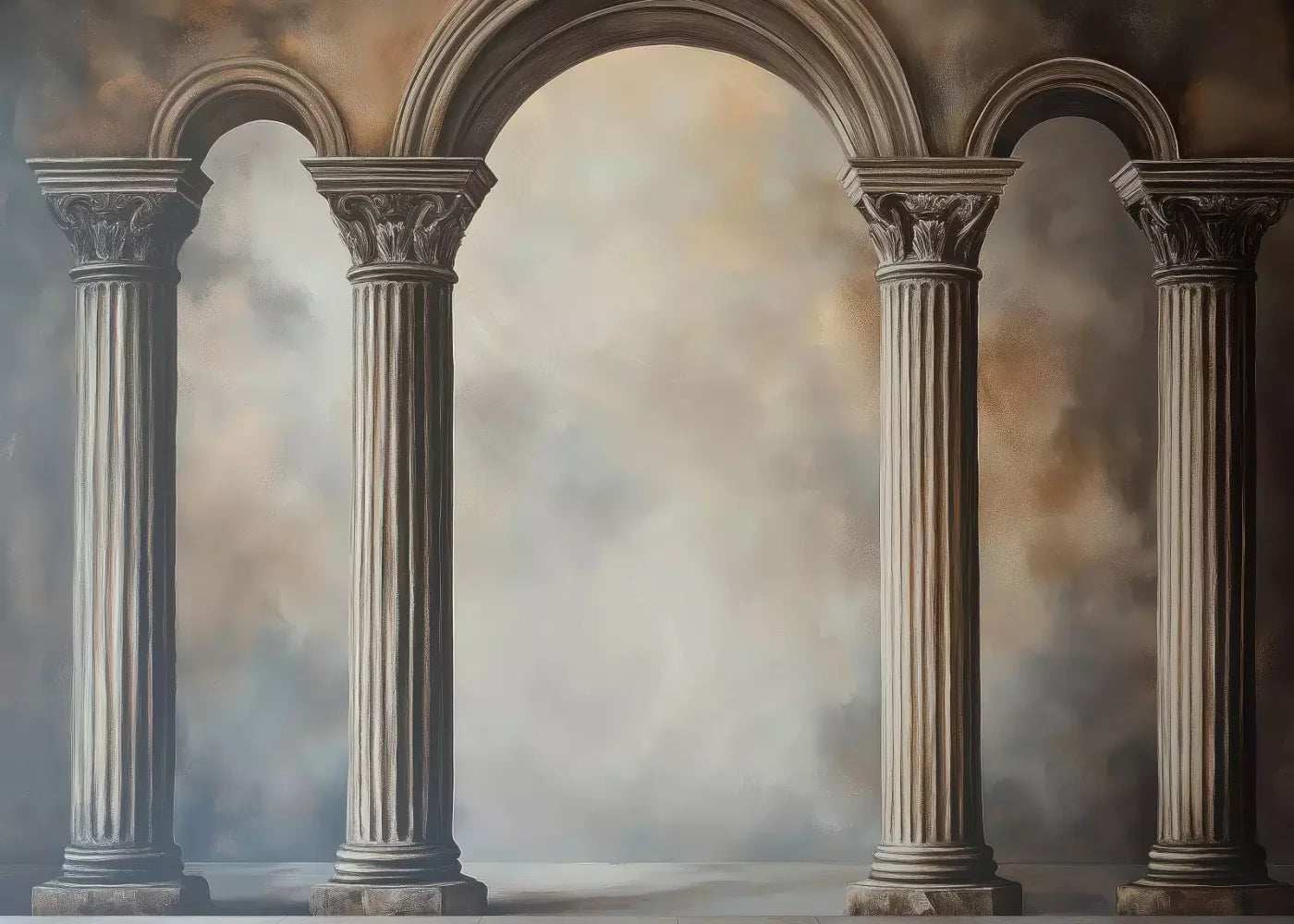 Painted Arch Pillars 7’X5’ Ultracloth (84 X 60 Inch) Backdrop