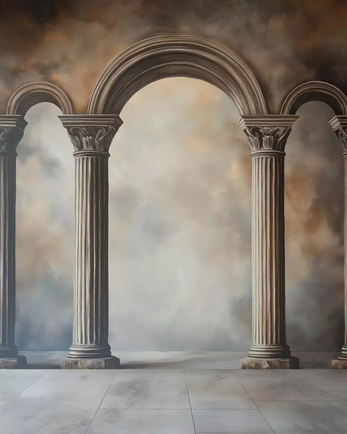 Painted Arch Pillars 8’X10’ Fleece (96 X 120 Inch) Backdrop