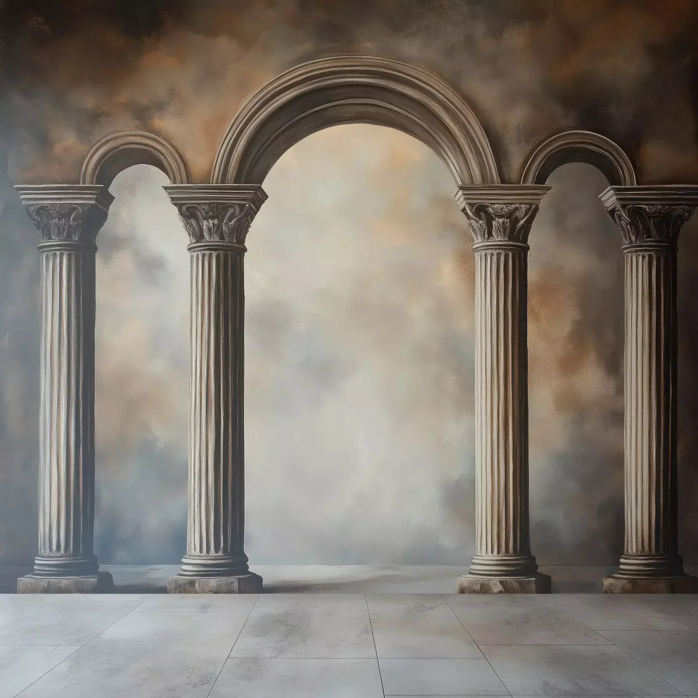 Painted Arch Pillars 8’X8’ Fleece (96 X Inch) Backdrop