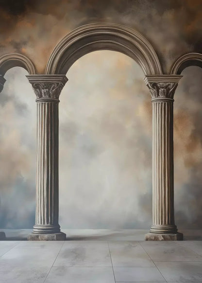 Painted Arch Pillars 5’X7’ Ultracloth (60 X 84 Inch) Backdrop