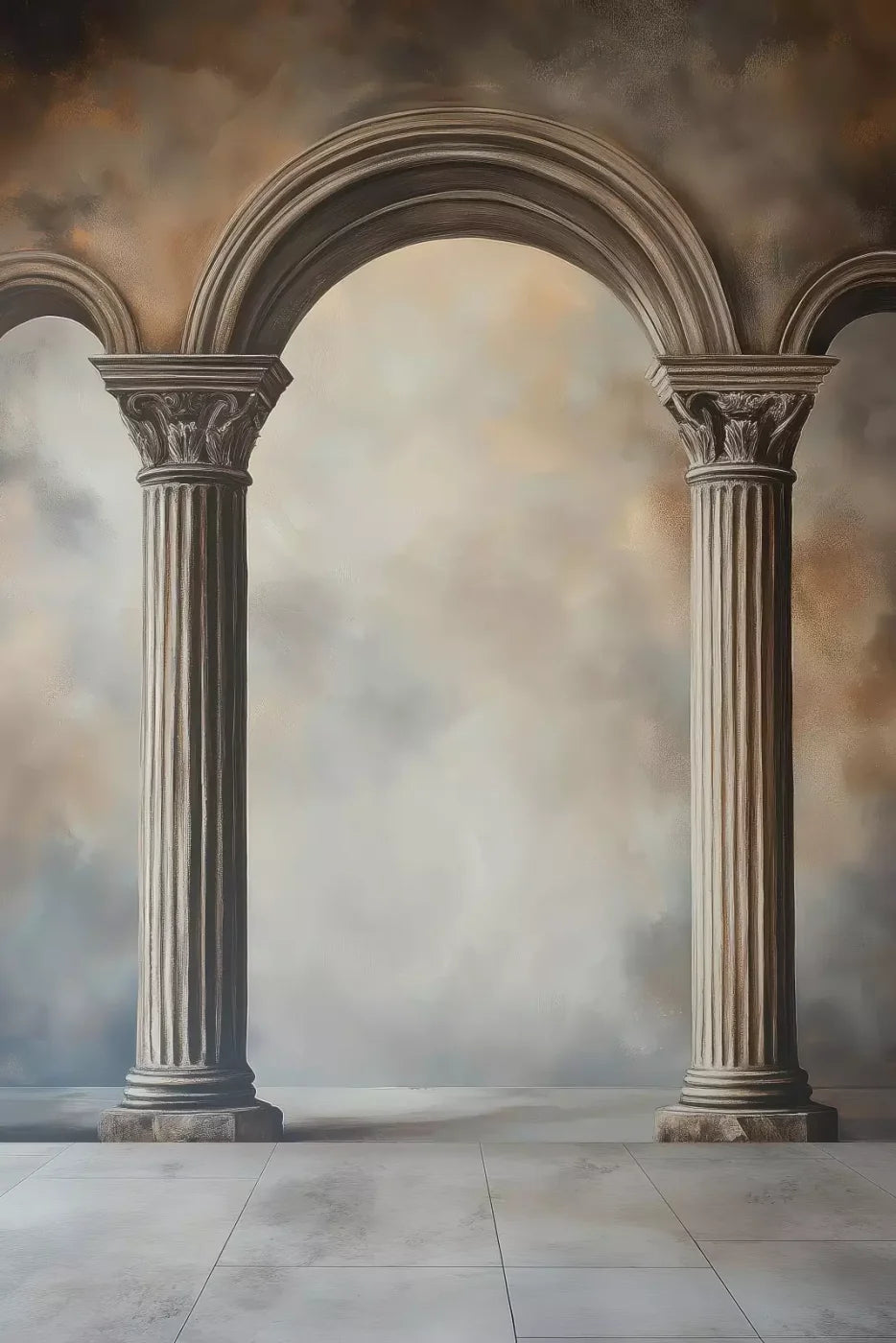 Painted Arch Pillars 8’X12’ Ultracloth (96 X 144 Inch) Backdrop