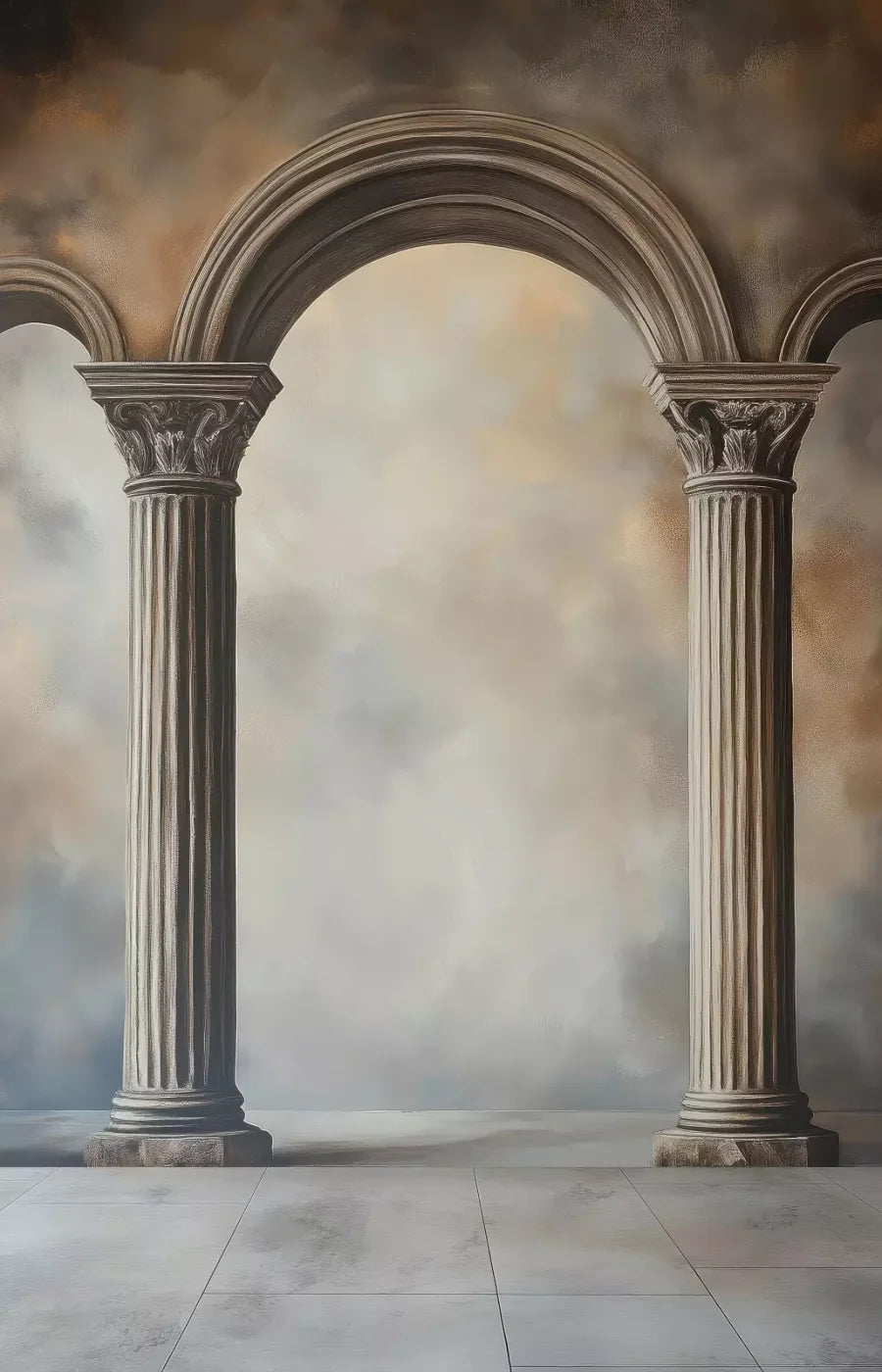 Painted Arch Pillars 9’X14’ Ultracloth (108 X 168 Inch) Backdrop