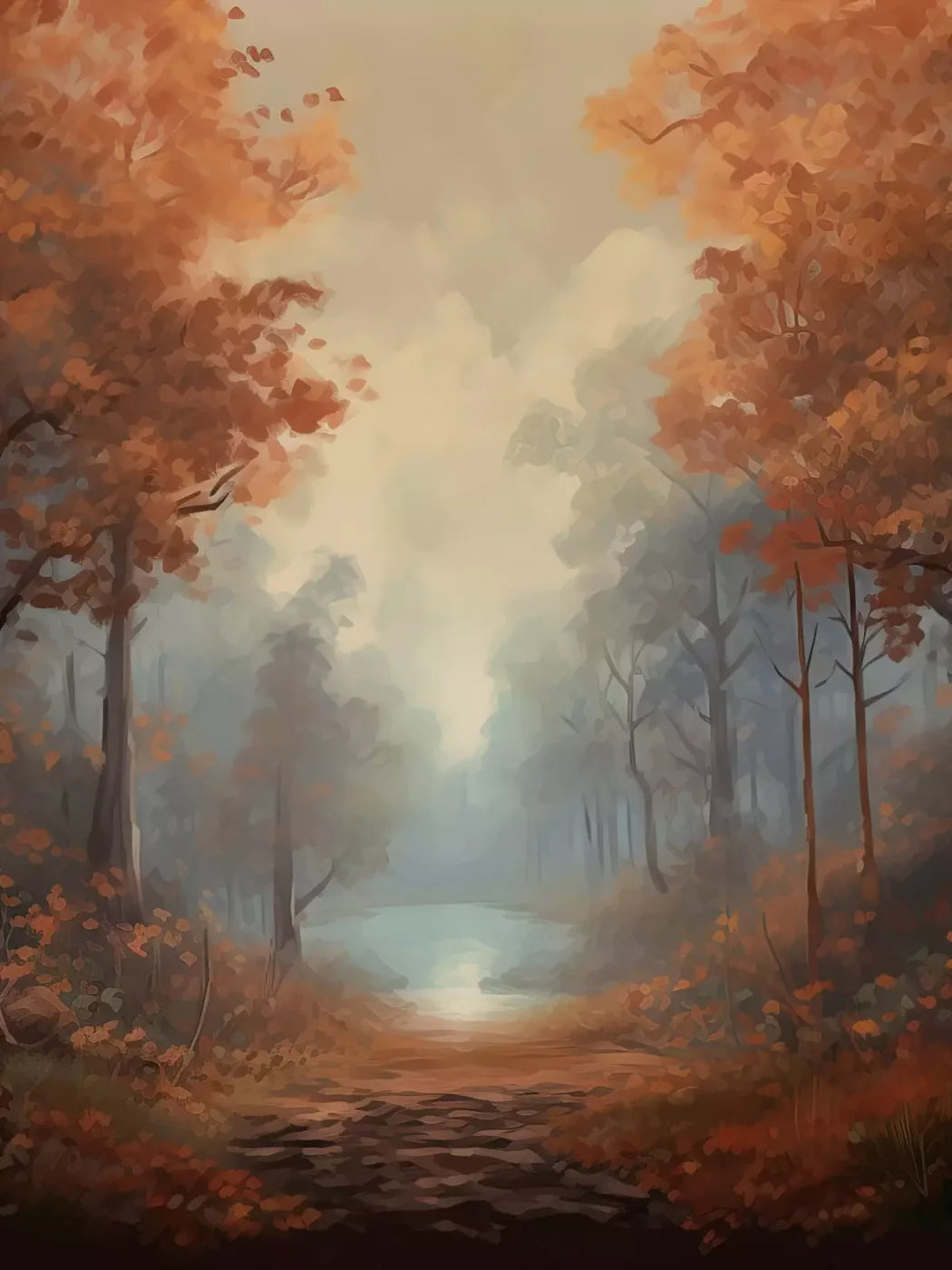 Painted Autumn Clearing 6’X8’ Fleece (72 X 96 Inch) Backdrop