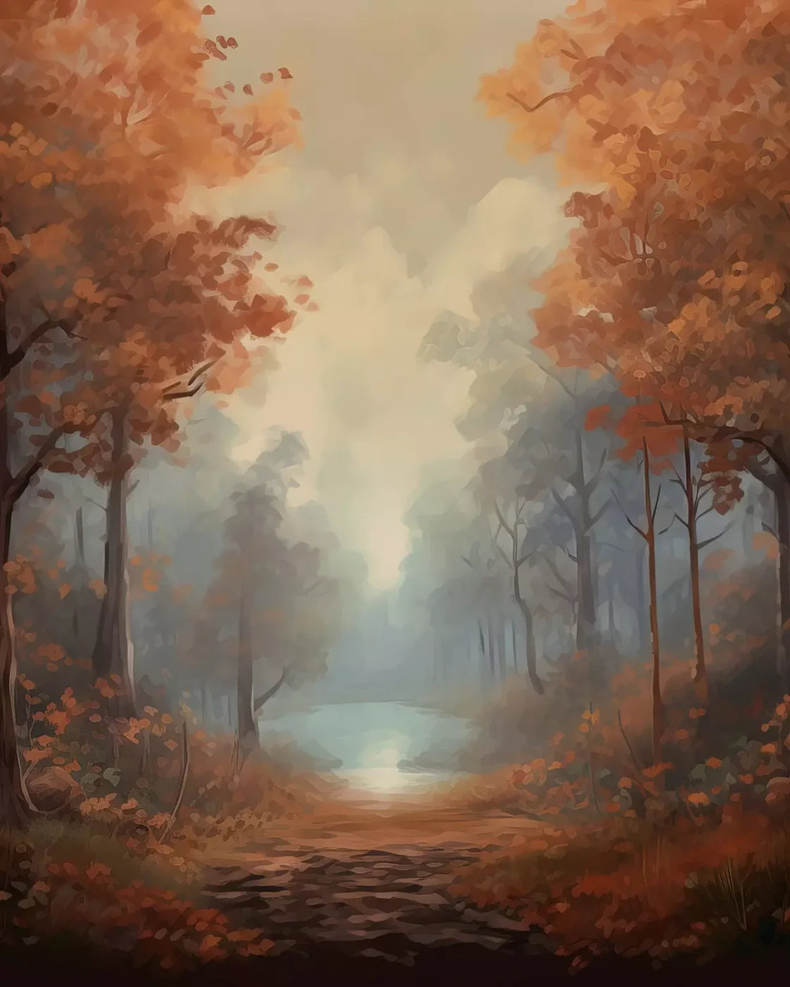 Painted Autumn Clearing 8’X10’ Fleece (96 X 120 Inch) Backdrop