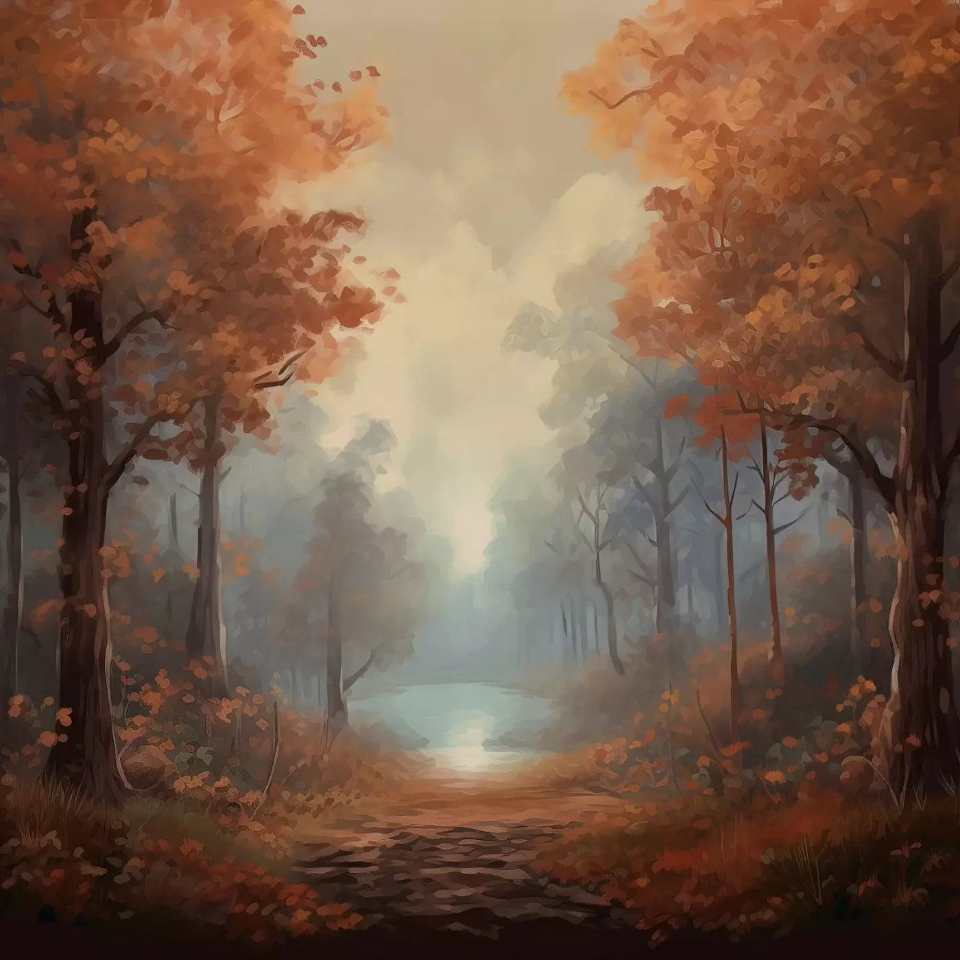 Painted Autumn Clearing 8’X8’ Fleece (96 X Inch) Backdrop
