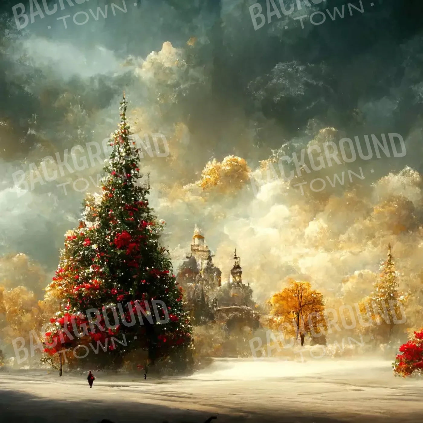 Painted Christmas Town 10’X10’ Ultracloth (120 X Inch) Backdrop