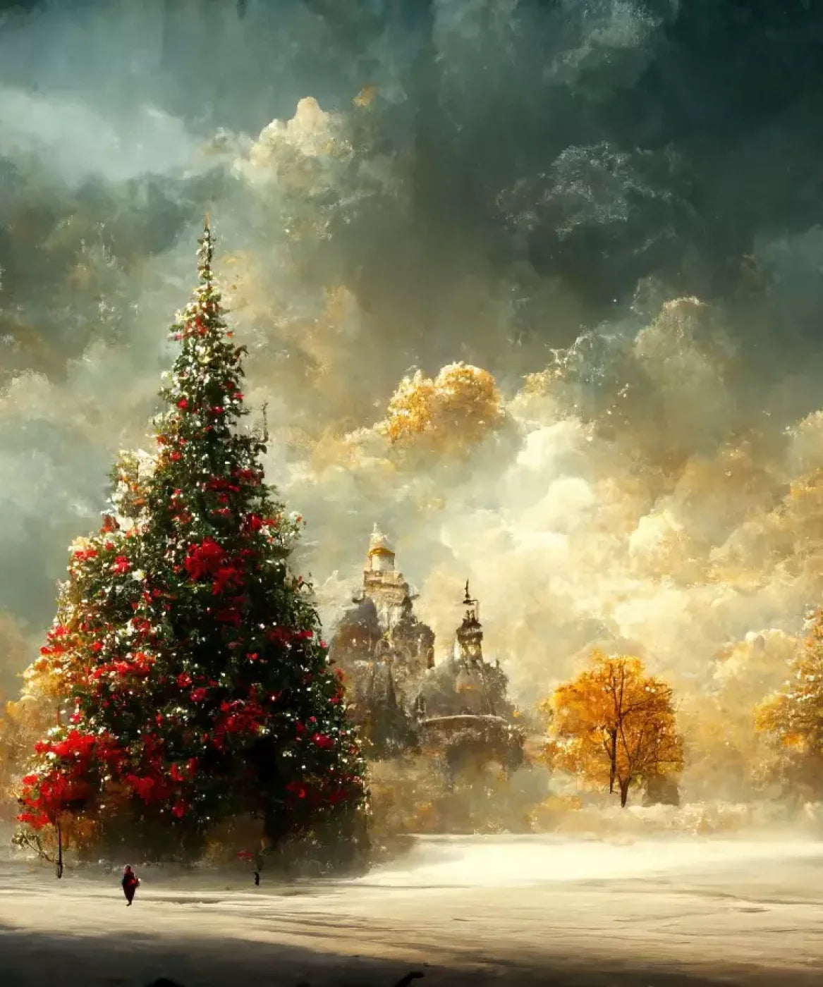 Painted Christmas Town 10’X12’ Ultracloth (120 X 144 Inch) Backdrop