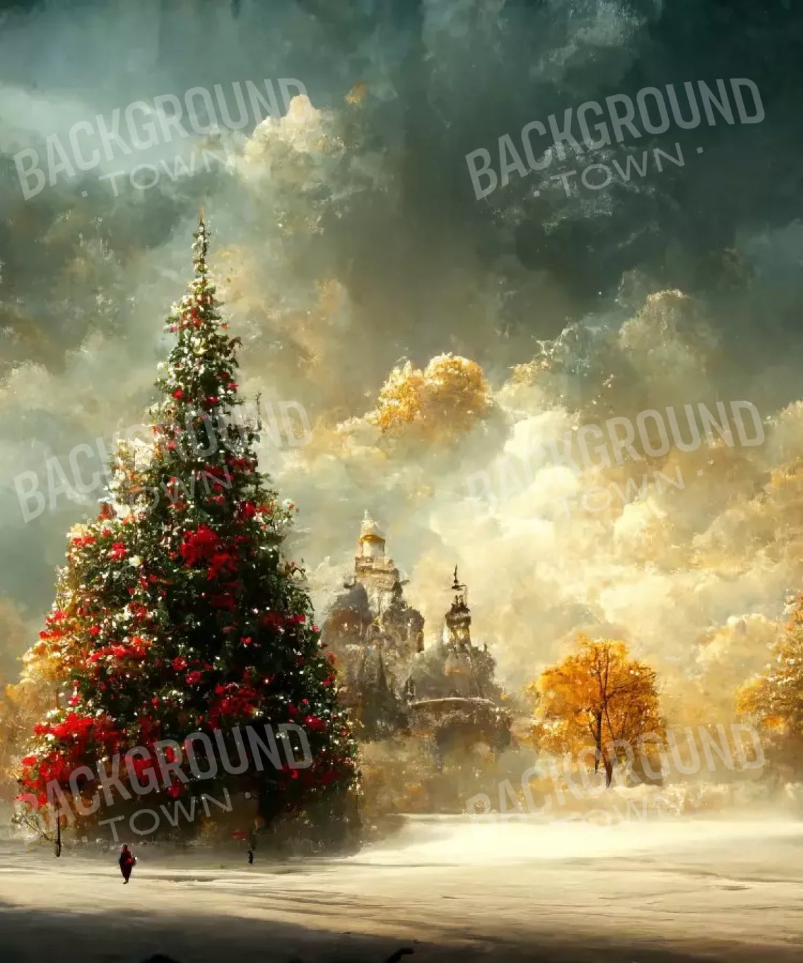 Painted Christmas Town 10’X12’ Ultracloth (120 X 144 Inch) Backdrop