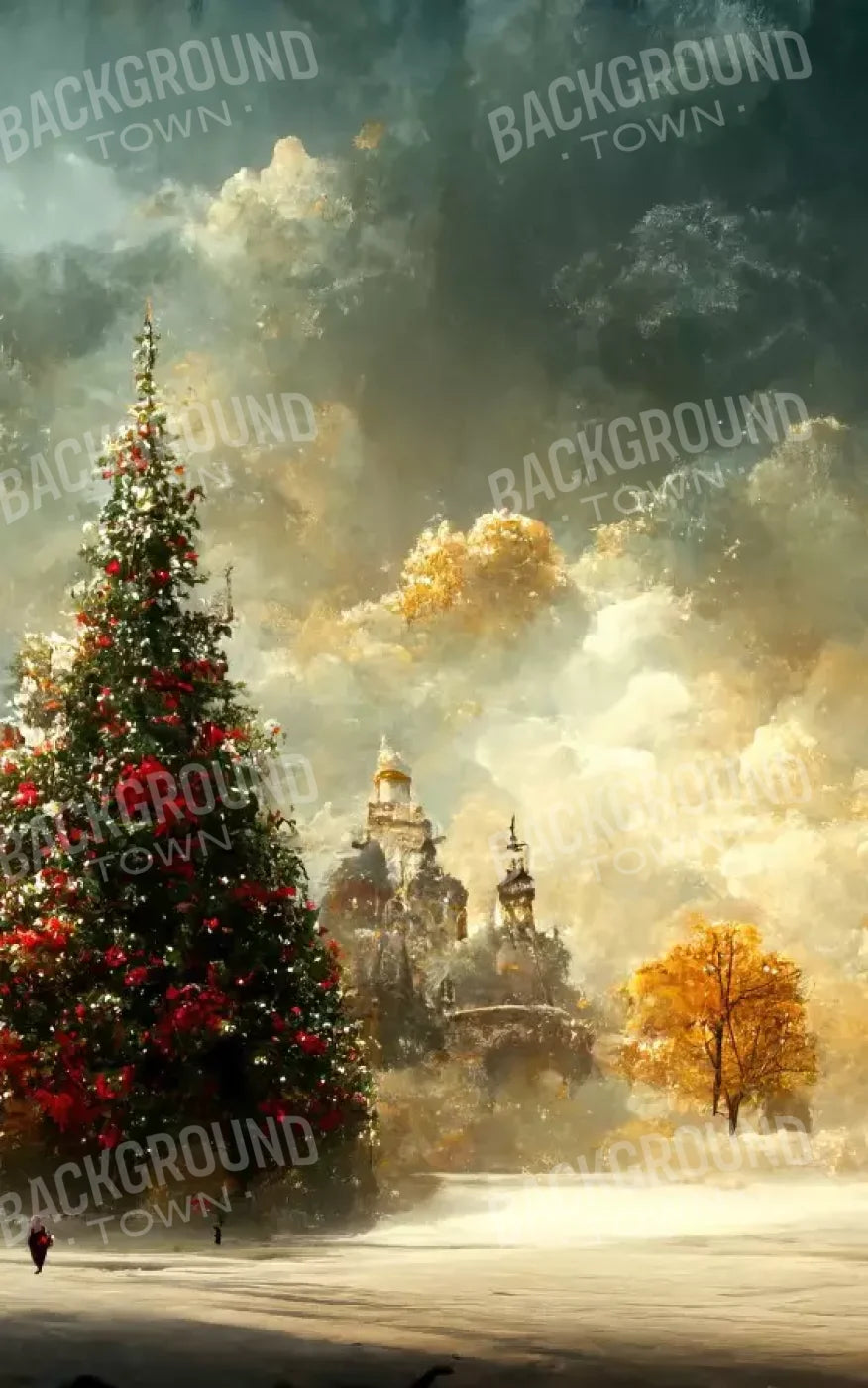 Painted Christmas Town 10’X16’ Ultracloth (120 X 192 Inch) Backdrop