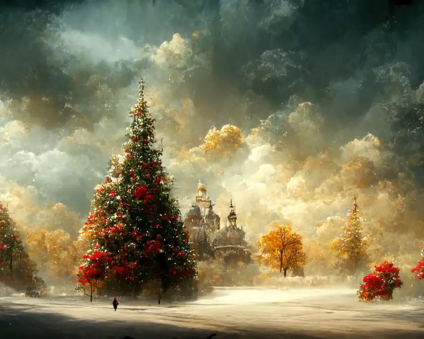 Painted Christmas Town 10’X8’ Fleece (120 X 96 Inch) Backdrop