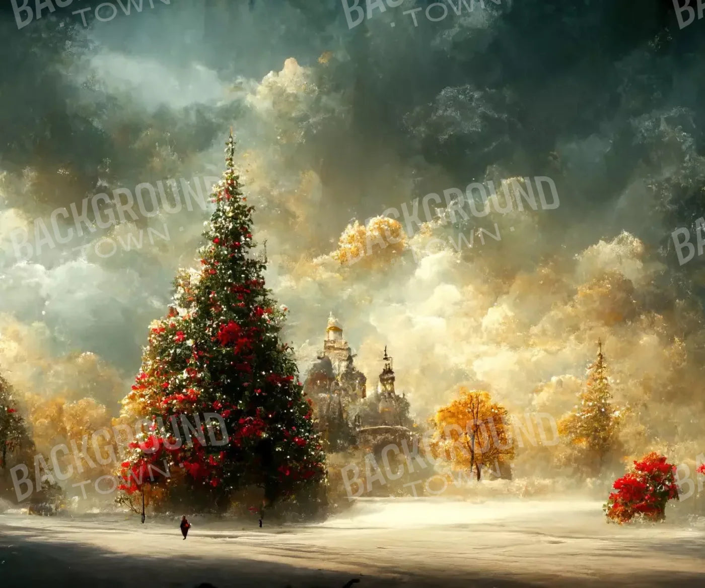 Painted Christmas Town 12’X10’ Ultracloth (144 X 120 Inch) Backdrop