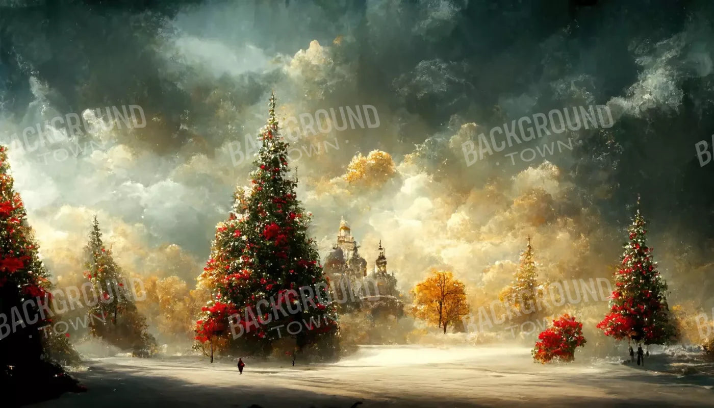 Painted Christmas Town 14’X8’ Ultracloth (168 X 96 Inch) Backdrop