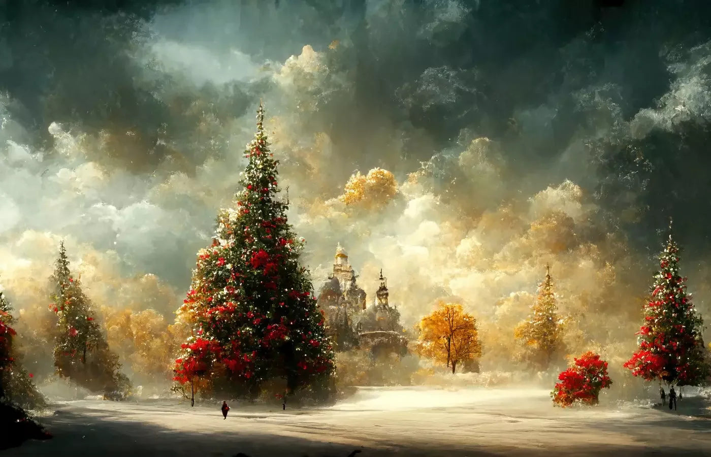 Painted Christmas Town 14’X9’ Ultracloth (168 X 108 Inch) Backdrop