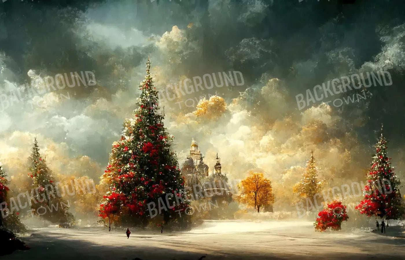 Painted Christmas Town 14’X9’ Ultracloth (168 X 108 Inch) Backdrop