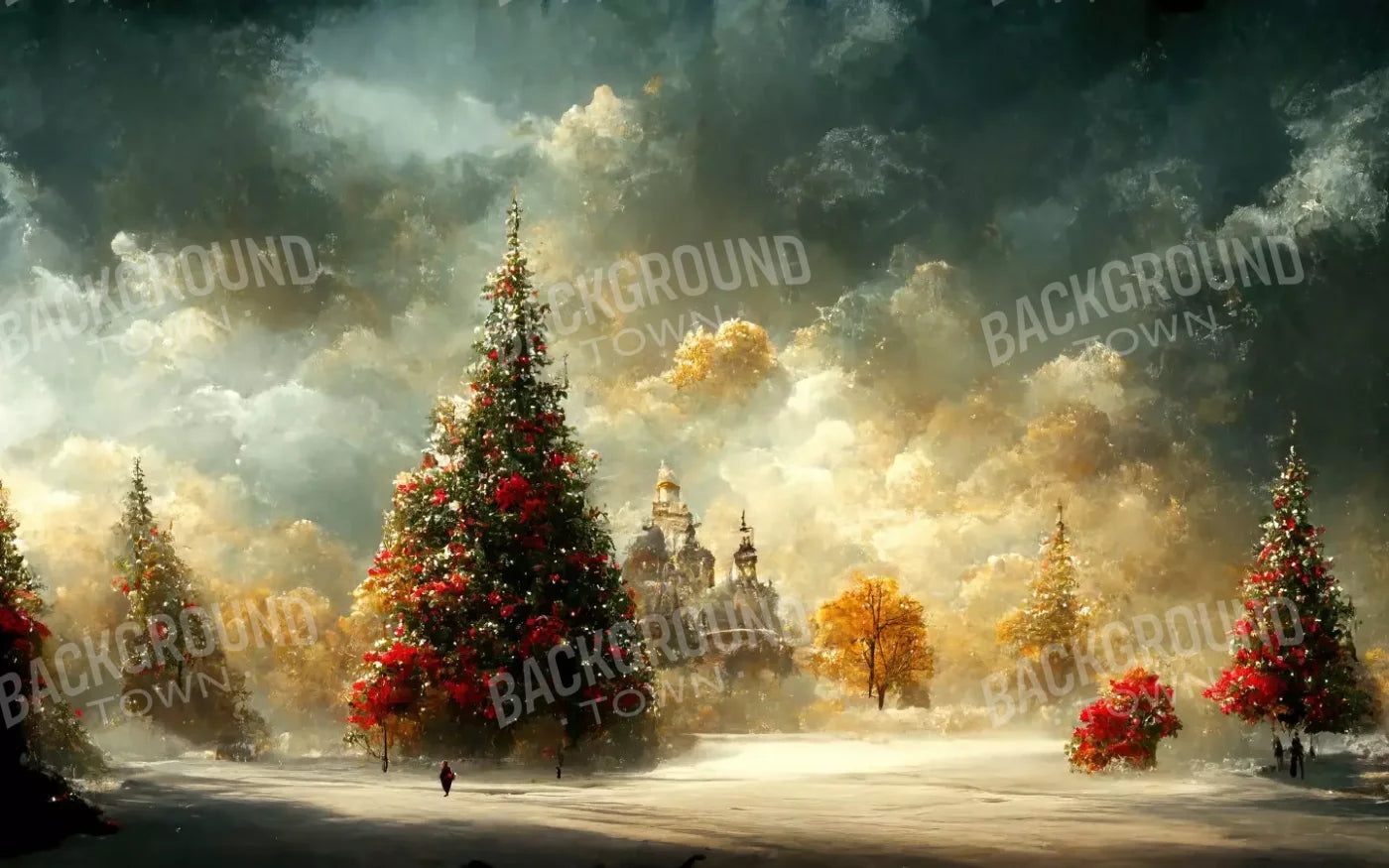 Painted Christmas Town 16’X10’ Ultracloth (192 X 120 Inch) Backdrop