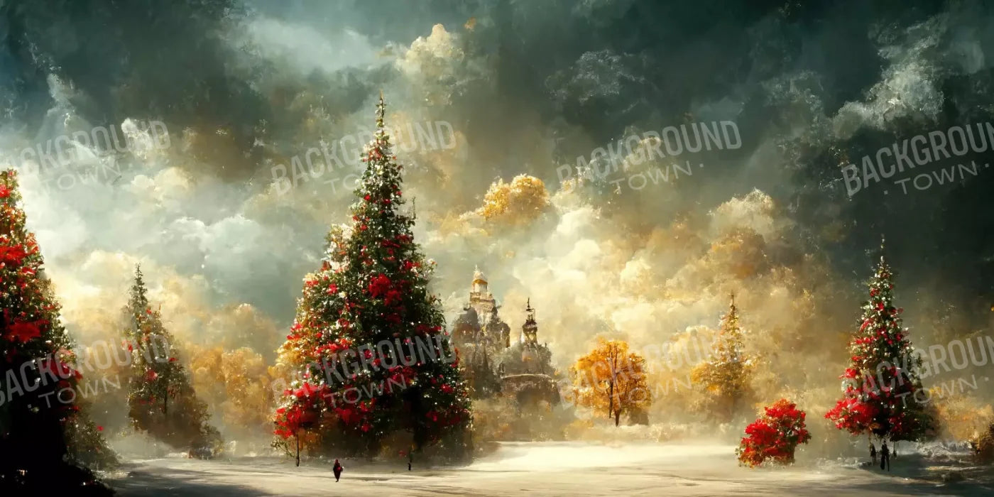 Painted Christmas Town 16’X8’ Ultracloth (192 X 96 Inch) Backdrop