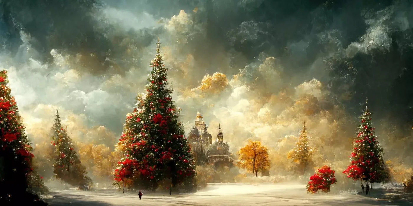 Painted Christmas Town 20’X10’ Ultracloth (240 X 120 Inch) Backdrop