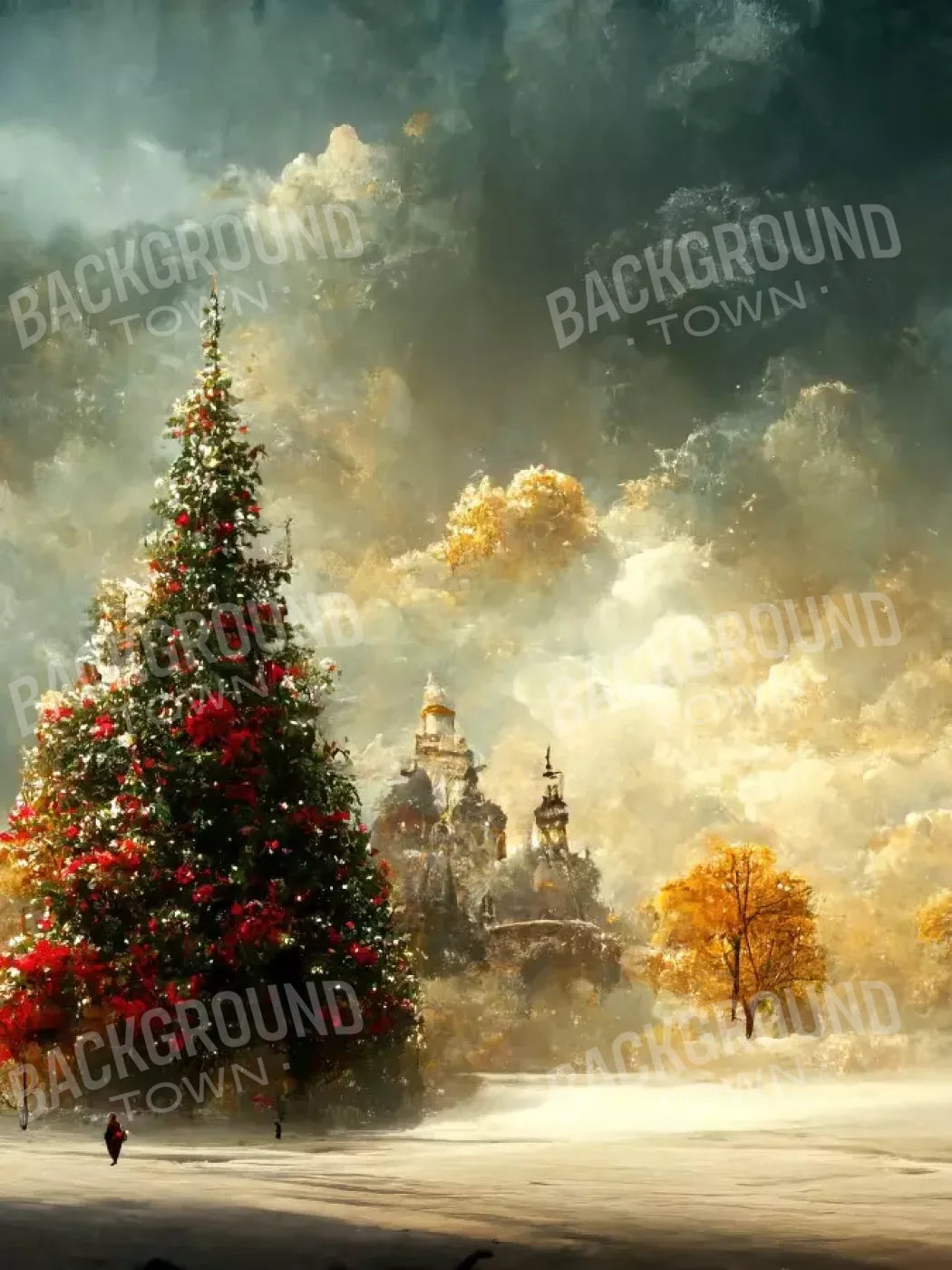 Painted Christmas Town 5’X6’8 Fleece (60 X 80 Inch) Backdrop