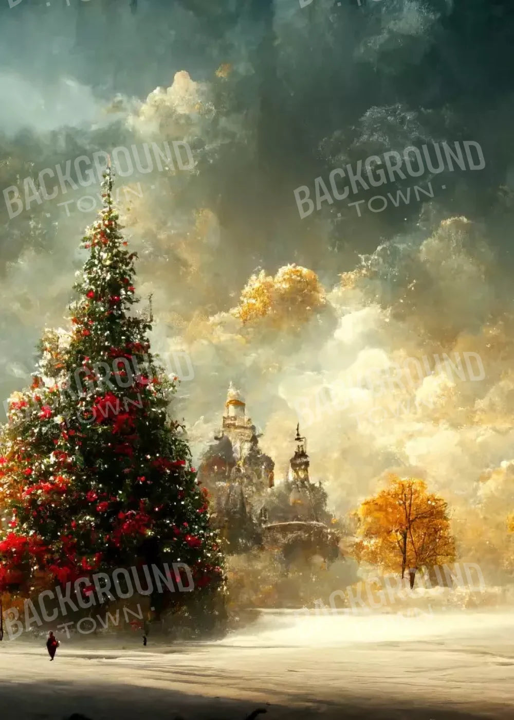 Painted Christmas Town 5’X7’ Ultracloth (60 X 84 Inch) Backdrop