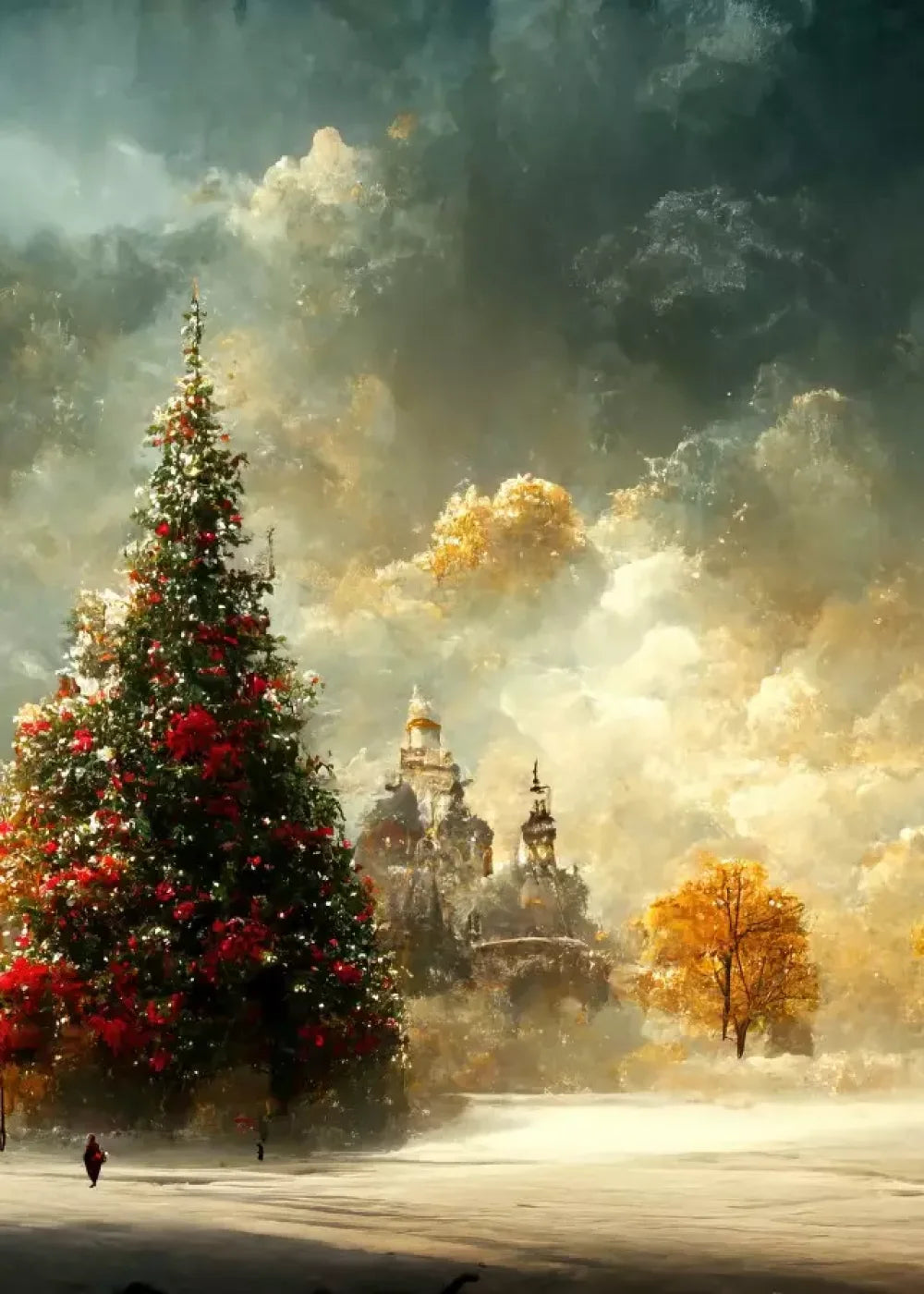 Painted Christmas Town 5’X7’ Ultracloth (60 X 84 Inch) Backdrop
