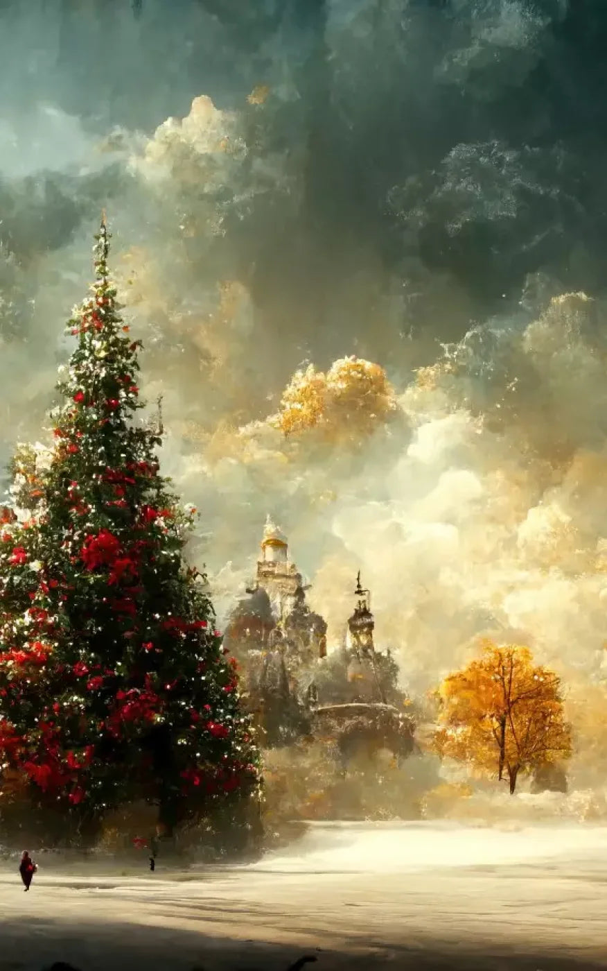 Painted Christmas Town 5’X8’ Ultracloth (60 X 96 Inch) Backdrop