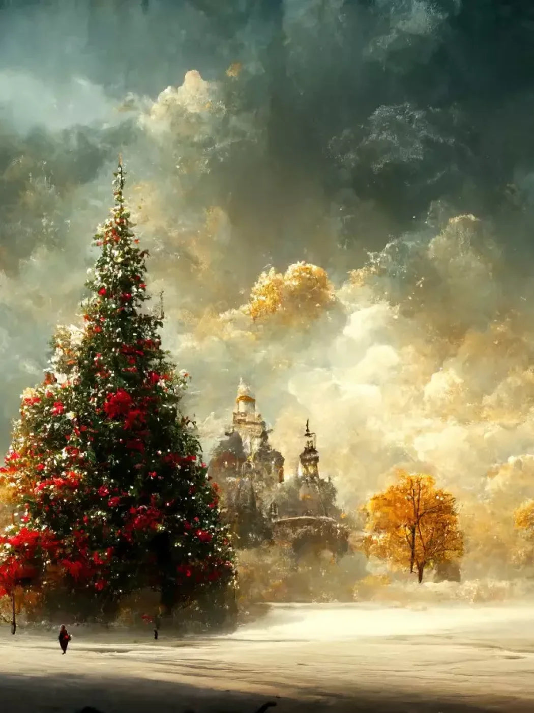 Painted Christmas Town 6’X8’ Fleece (72 X 96 Inch) Backdrop