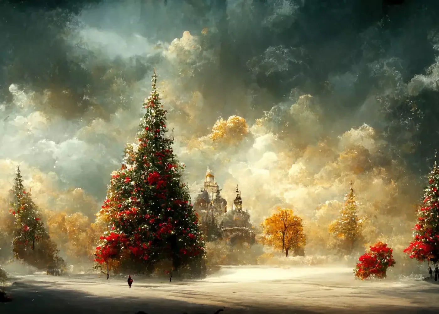 Painted Christmas Town 7’X5’ Ultracloth (84 X 60 Inch) Backdrop