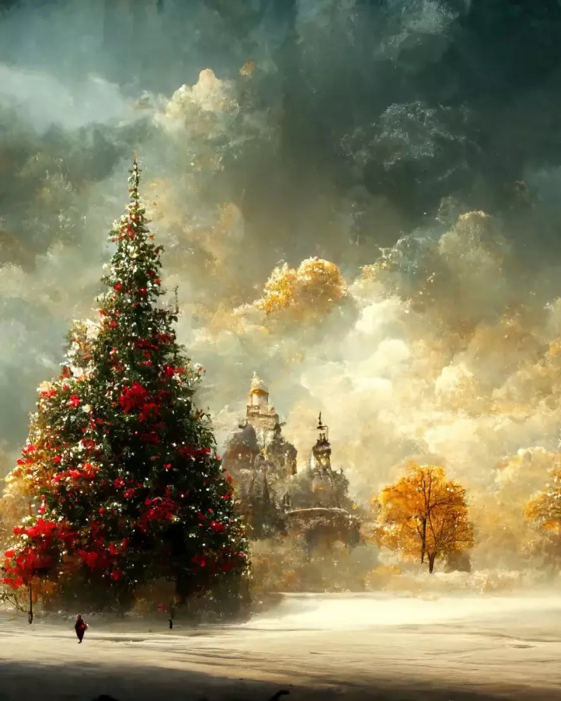 Painted Christmas Town 8’X10’ Fleece (96 X 120 Inch) Backdrop