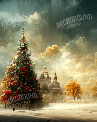Painted Christmas Town 8’X10’ Fleece (96 X 120 Inch) Backdrop