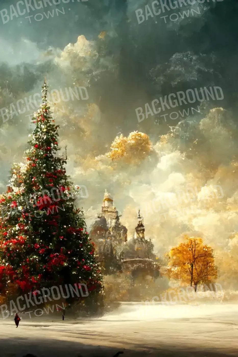 Painted Christmas Town 8’X12’ Ultracloth (96 X 144 Inch) Backdrop