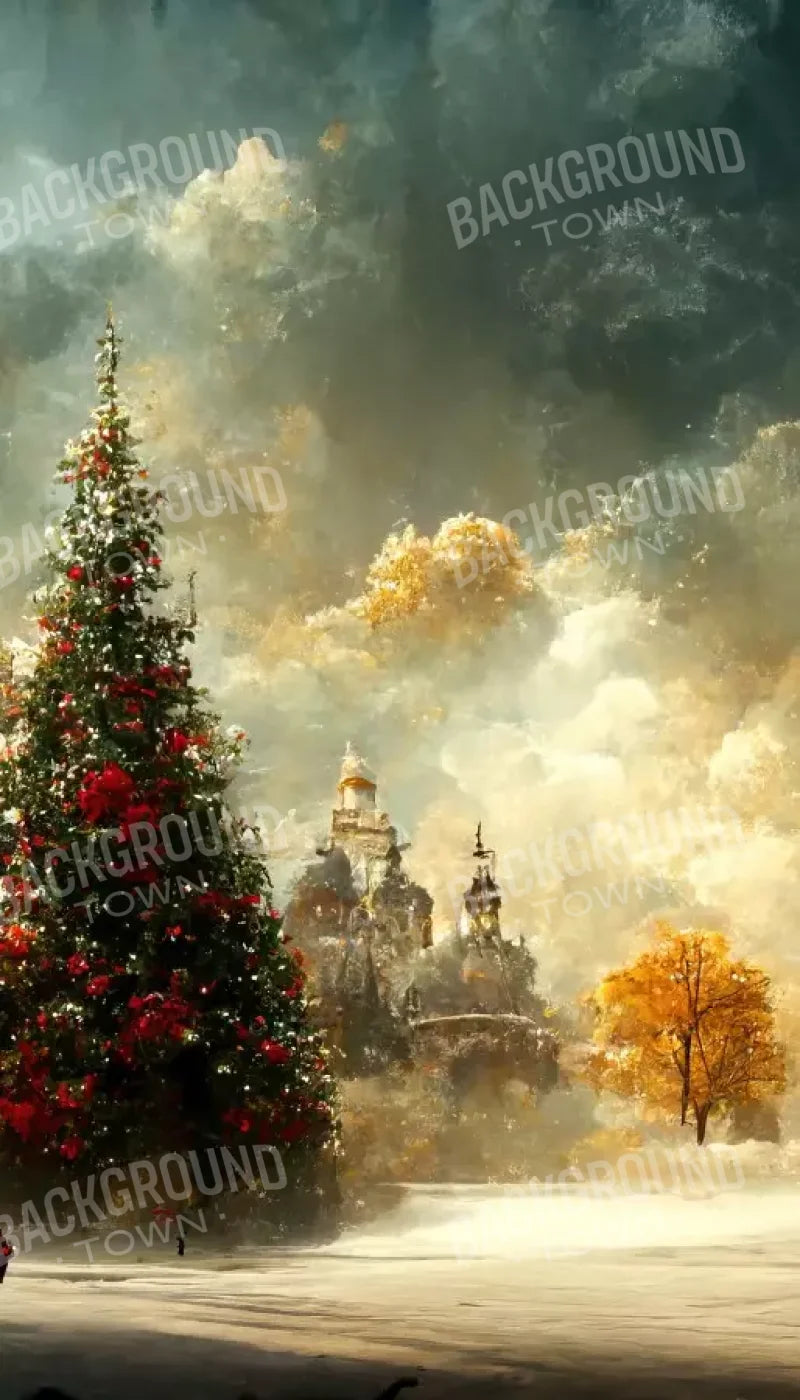 Painted Christmas Town 8’X14’ Ultracloth (96 X 168 Inch) Backdrop