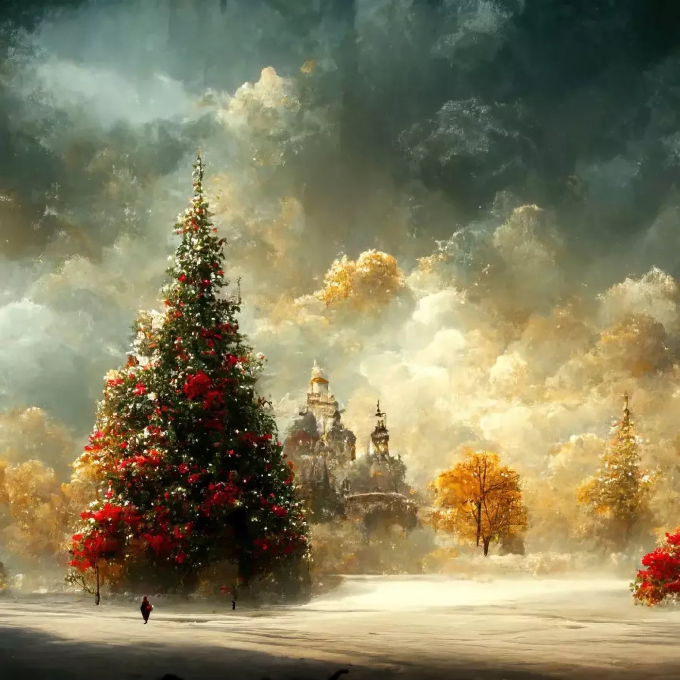Painted Christmas Town 8’X8’ Fleece (96 X Inch) Backdrop