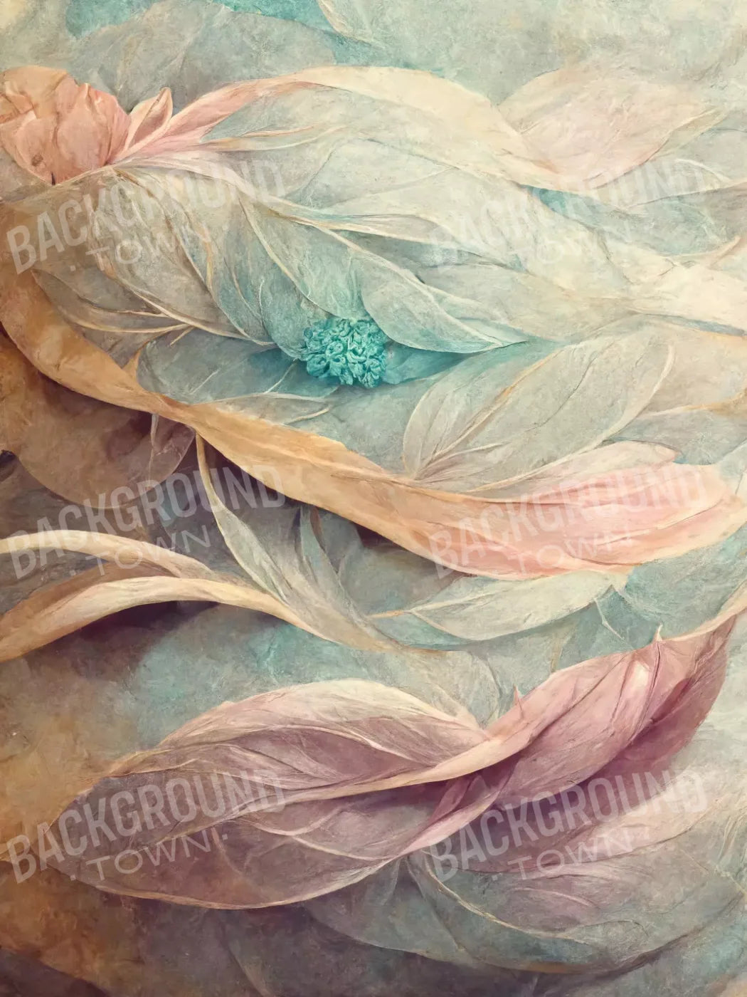 Painted Feathers 5X68 Fleece ( 60 X 80 Inch ) Backdrop
