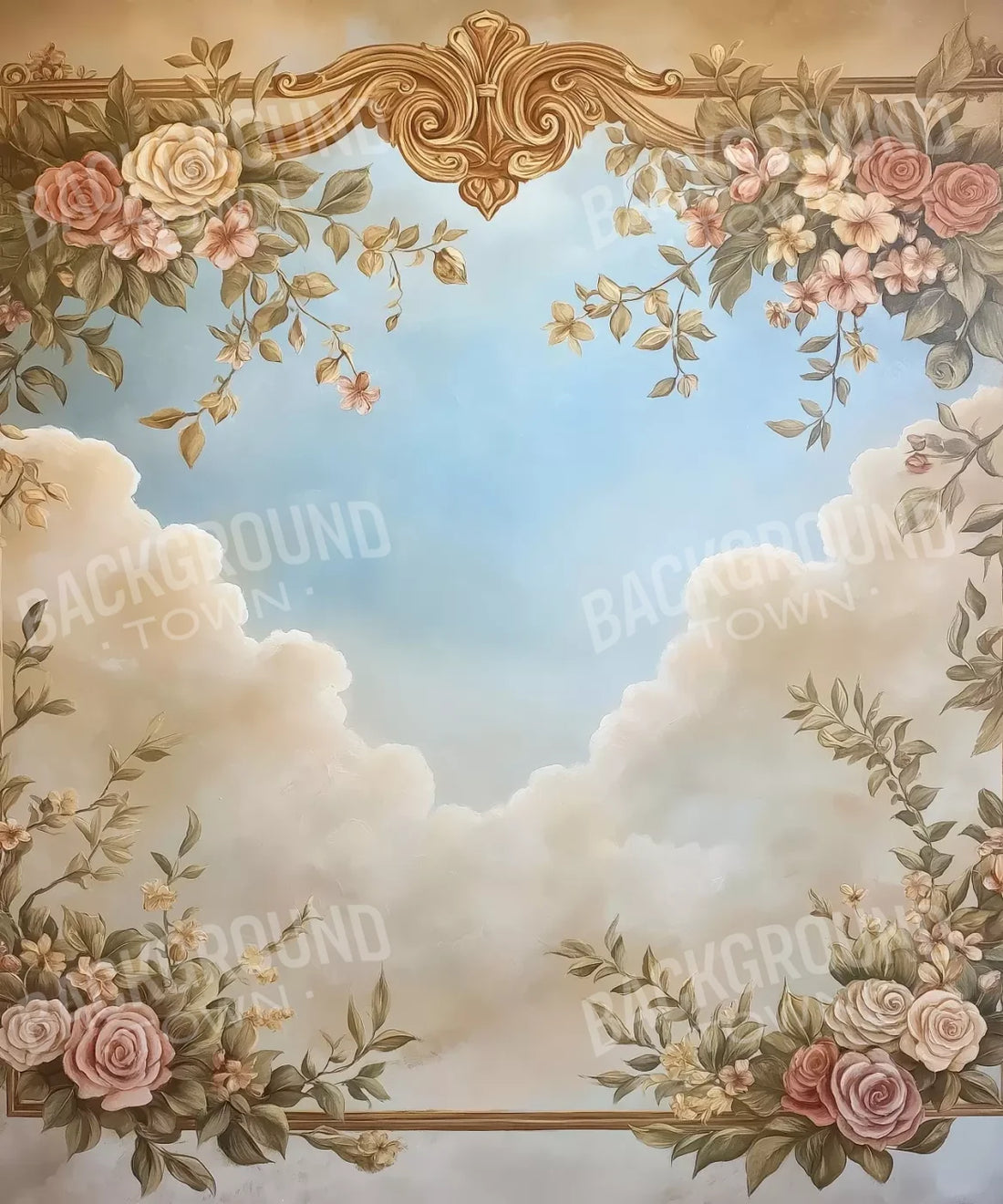 White Blue Pink Gold Backdrop for Photography