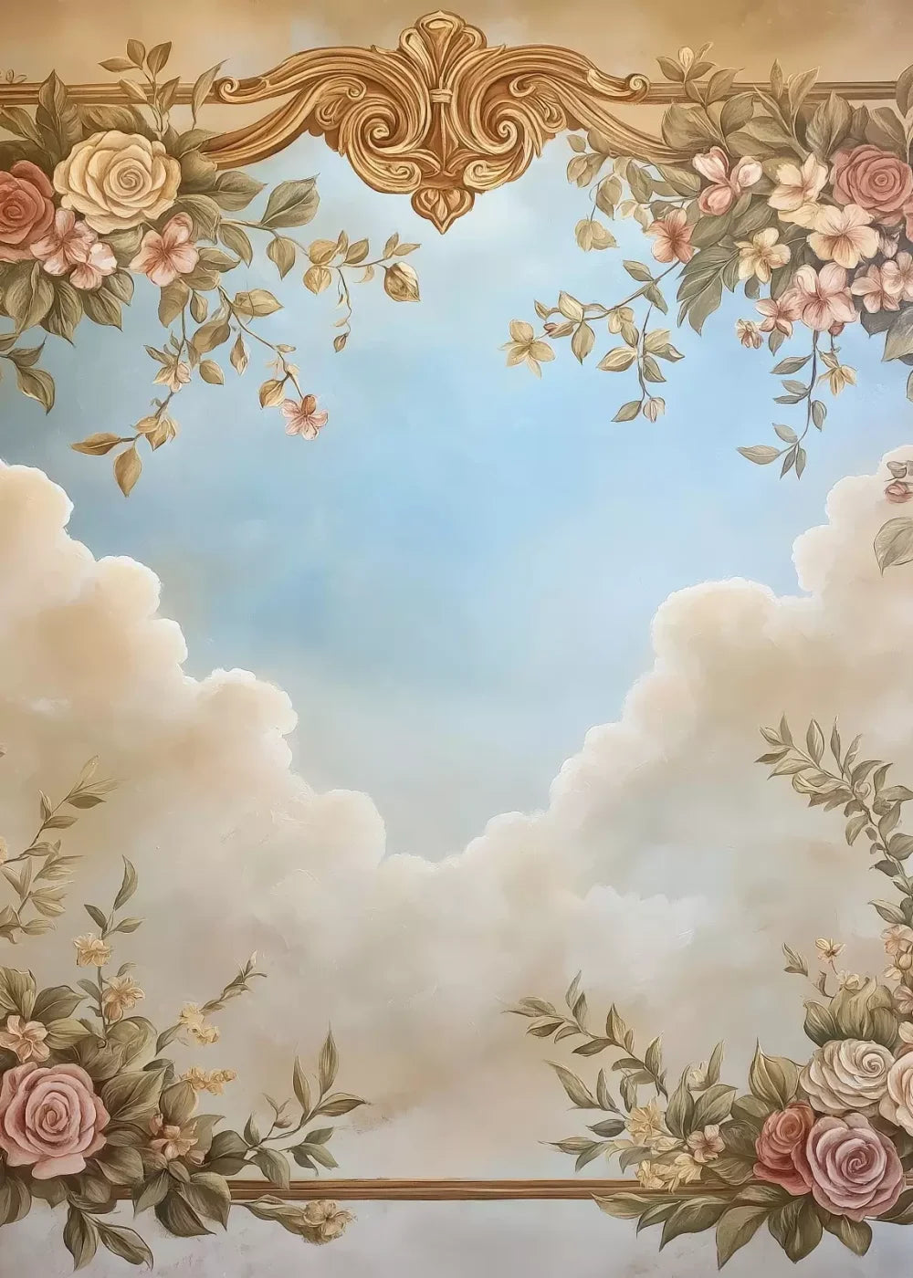 Painted Floral Sky 5’X7’ Ultracloth (60 X 84 Inch) Backdrop
