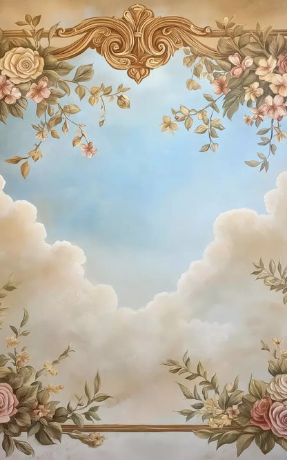 Painted Floral Sky 5’X8’ Ultracloth (60 X 96 Inch) Backdrop