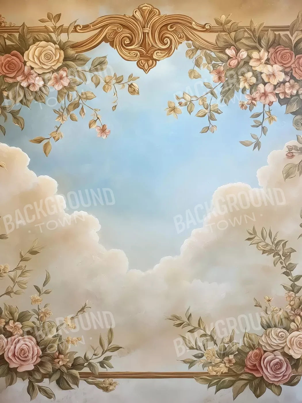 Painted Floral Sky 6’X8’ Fleece (72 X 96 Inch) Backdrop