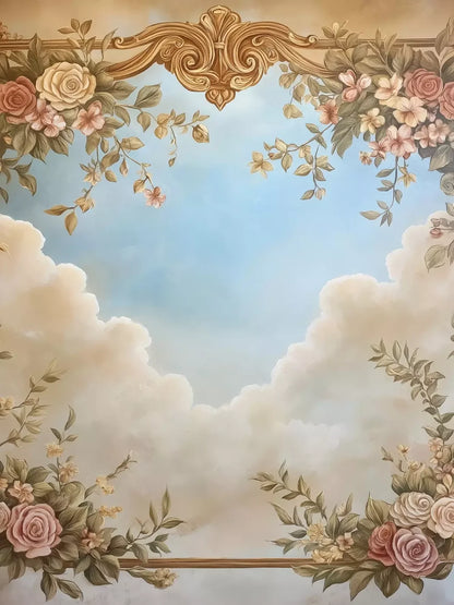 Painted Floral Sky 6’X8’ Fleece (72 X 96 Inch) Backdrop