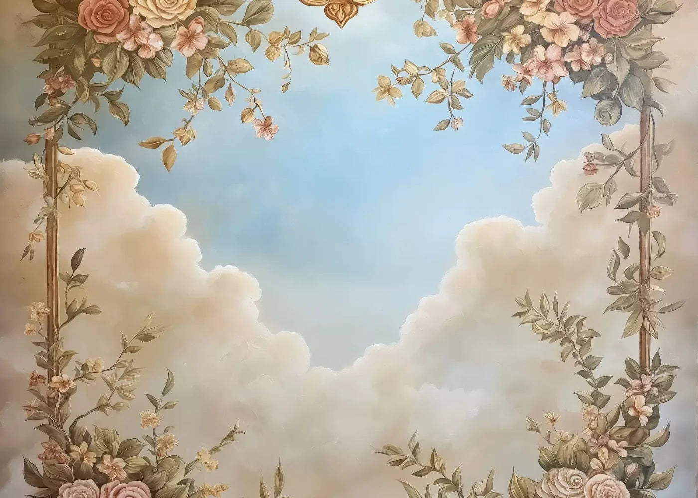 Painted Floral Sky 7’X5’ Ultracloth (84 X 60 Inch) Backdrop