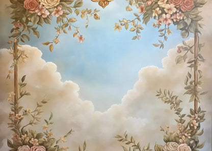 Painted Floral Sky 7’X5’ Ultracloth (84 X 60 Inch) Backdrop