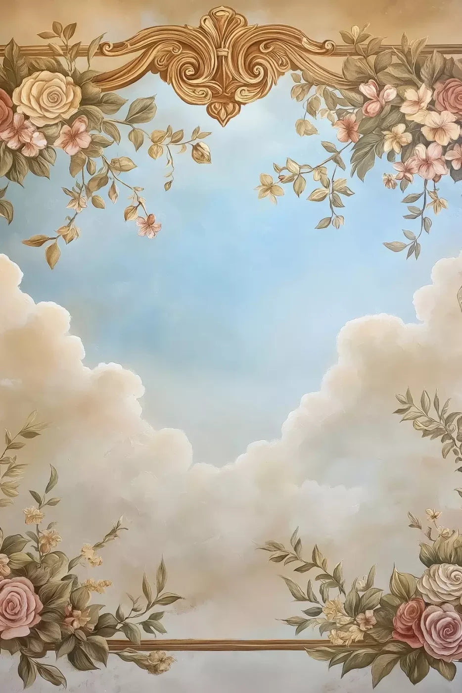 Painted Floral Sky 8’X12’ Ultracloth (96 X 144 Inch) Backdrop