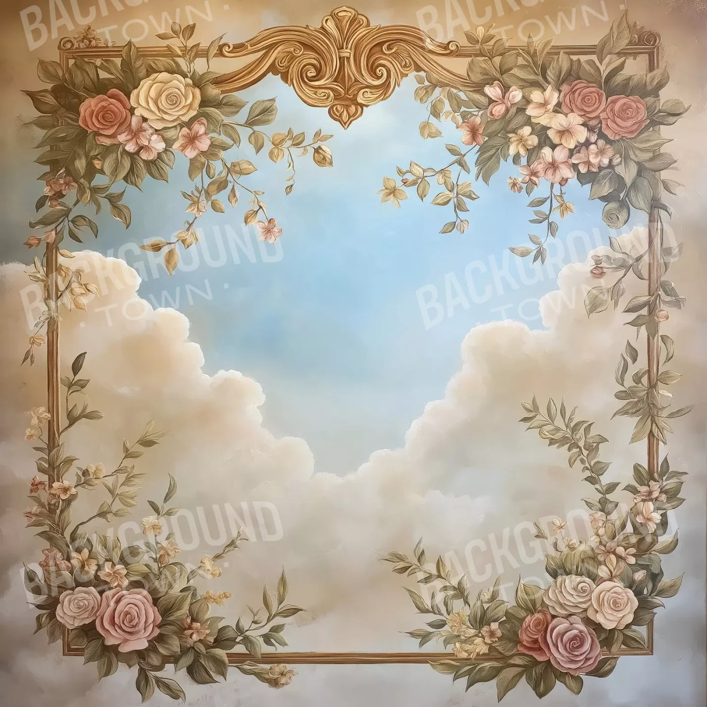 Painted Floral Sky 8’X8’ Fleece (96 X Inch) Backdrop